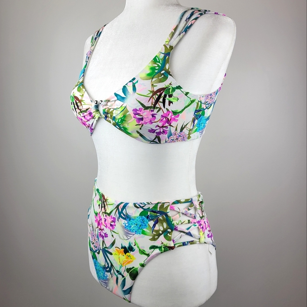 Bebe Floral high rise 2 piece bikini medium